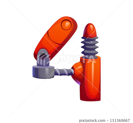 Robot hand font, cyborg machine gear engineering and cartoon type, vector typeface number. Robot font of robotic mechanism or transformer cyborg hand and mechanical part with gear arm for typeface 131368667