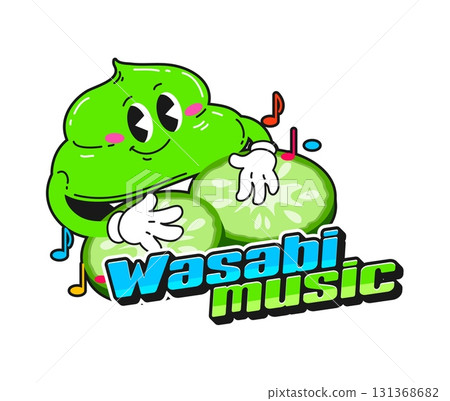 Japan cuisine sushi wasabi vintage Y2K sticker or patch. Japan seafood delicacy vintage label, sushi dish Y2K vector sticker. Japanese cuisine tag with wasabi sauce emoji character playing on drums Japan cuisine sushi wasabi vintage Y2K sticker or patch. Japan seafood delicacy vintage label, sushi dish Y2K vector sticker. Japanese cuisine tag with wasabi sauce emoji character playing on drums 131368682