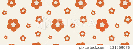 Retro seamless pattern with stylized orange pop flowers Retro seamless pattern with stylized orange pop flowers 131369076