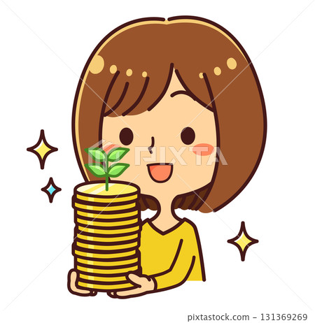 資產管理女性成功插畫素材 131369269