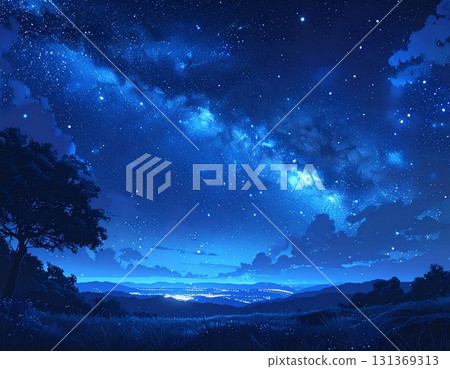 夜空中美麗的星星和自然風光 131369313