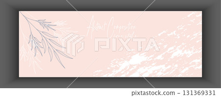 Handmade background layout with arbitrary shapes and plant elements. Abstract minimalism for the design of social networks, websites, stylish interiors and creative ideas 131369331