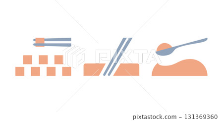 A set of simple flat icons to convey how easy nursing care meals are to eat 131369360