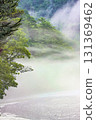 River mist spreading over the dam lake, Tenryu River, Yoshise Dam 131369462