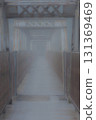 Bridge shrouded in fog 131369469