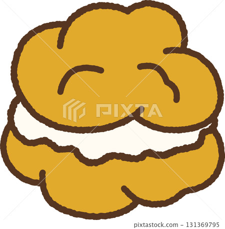 手繪單圖示插圖食品奶油泡芙 131369795