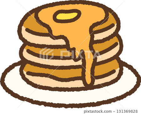 Hand-drawn single icon illustration cooking pancakes 131369828