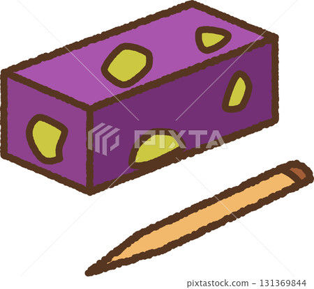 Hand-drawn single icon illustration Japanese sweets Chestnut Yokan Hand-drawn single icon illustration Japanese sweets Chestnut Yokan 131369844