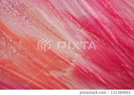 Vibrant pink and red abstract lip gloss texture with glittering highlights Vibrant pink and red abstract lip gloss texture with glittering highlights 131369901