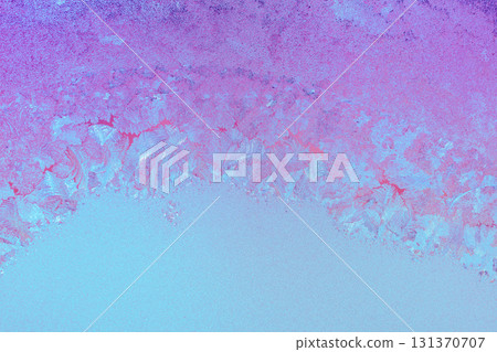 Natural ice texture on the frozen window in colorful light. Gradient color. Christmas background 131370707