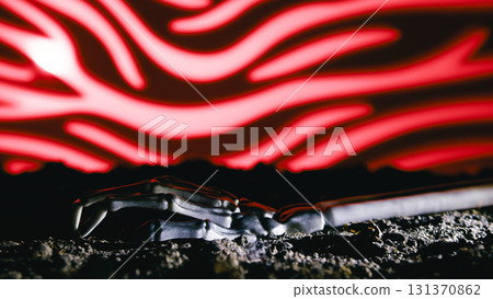 Background with ground and light looking for a skeleton Halloween horror night 131370862