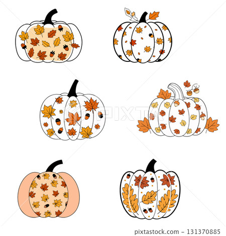 Autumn Pumpkins with Leaves and Acorns Autumn Pumpkins with Leaves and Acorns 131370885