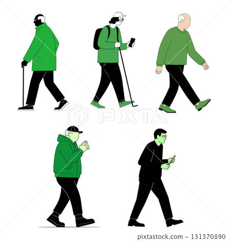 Diverse Individuals Walking 131370890