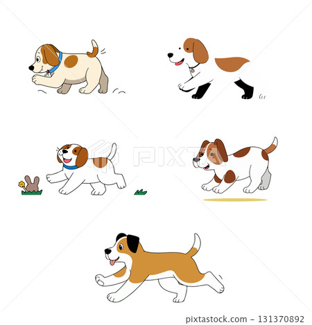 Cartoon Dogs Running and Playing 131370892