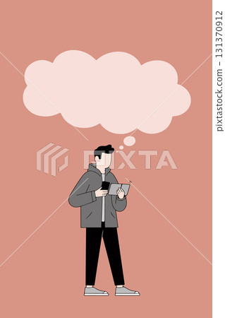 Man with Tablet and Phone Thinking Man with Tablet and Phone Thinking 131370912