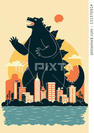 Godzilla Over Cityscape 131370914