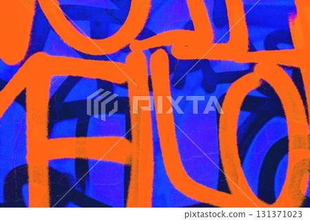 Graffiti Street Art in Vibrant Neon Blue and Orange for 90s Urban Style Graffiti Street Art in Vibrant Neon Blue and Orange for 90s Urban Style 131371023