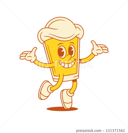 Overjoyed beer glass cartoon character jumping vector flat illustration 131371562