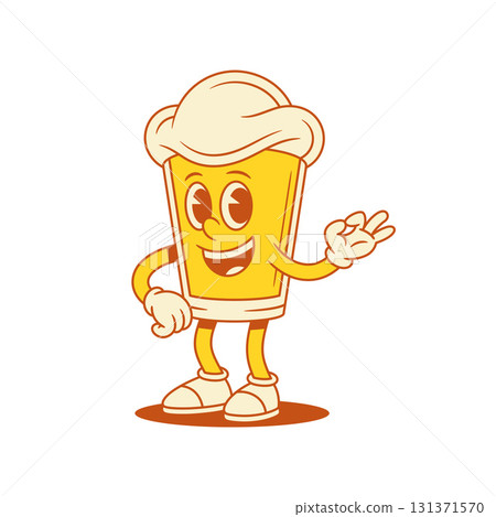 Cute comic beer glass cartoon character ok gesture vector flat illustration Cute comic beer glass cartoon character ok gesture vector flat illustration 131371570