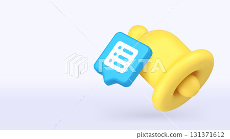 Yellow Notification Bell With Blue List Symbol For Interface Copy Space Banner Vector Illustration 131371612