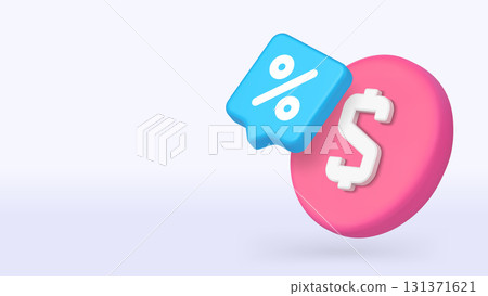 Finance Discount Icon With Dollar Sign And Percent Symbol Copy Space Banner Vector Illustration 131371621