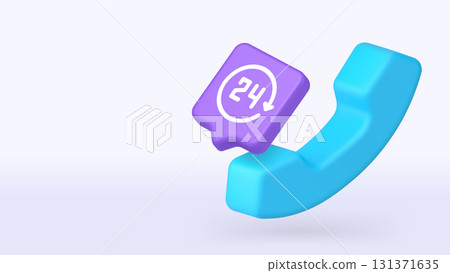 Blue Phone And Purple 24 Symbol Representing Support Copy Space Banner Vector Illustration Blue Phone And Purple 24 Symbol Representing Support Copy Space Banner Vector Illustration 131371635