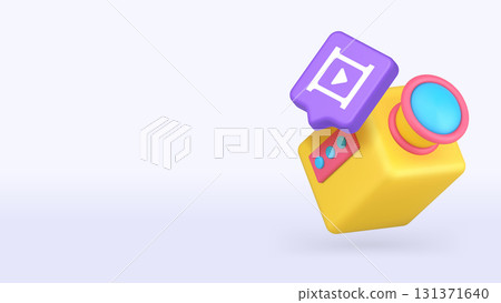 Video Camera Icon With Play Symbol For Media Use Copy Space Banner Vector Illustration 131371640