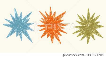 Crayon star shapes. Hand-drawn chalk and pastel pencil sketch. Vector grunge texture cute elements for collage. Kids drawings of sparkles and twinkles Crayon star shapes. Hand-drawn chalk and pastel pencil sketch. Vector grunge texture cute elements for collage. Kids drawings of sparkles and twinkles 131371708
