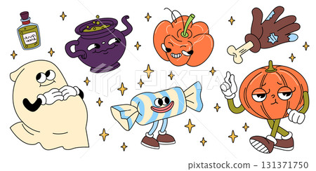 Groovy Halloween party elements Groovy Halloween party elements 131371750