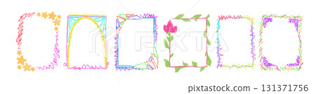 Colorful kid drawn frame borders Colorful kid drawn frame borders 131371756