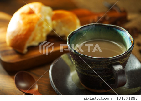 Cafe au Lait and Cream Bun 131371883