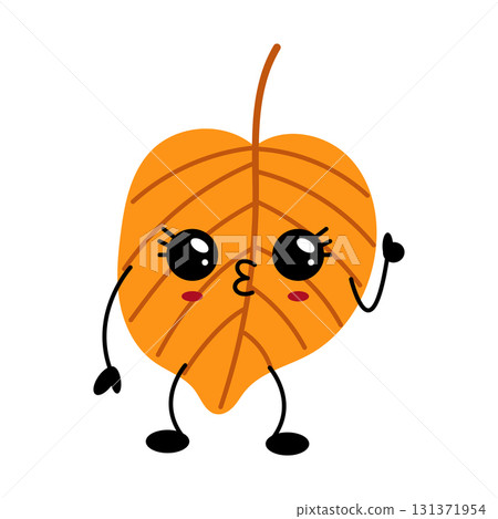 Cute kawaii autumn leaf character illustration Cute kawaii autumn leaf character illustration 131371954