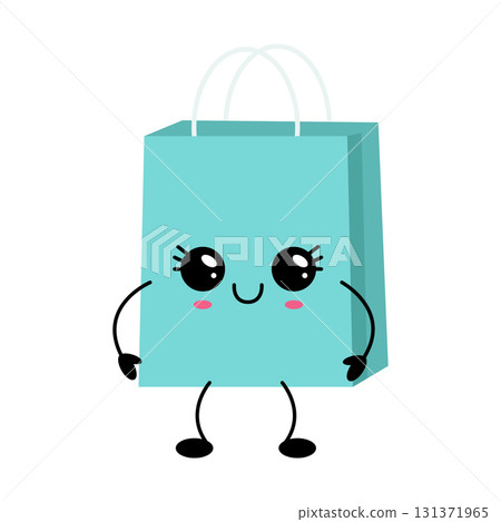 Smiling kawaii shopping bag character illustration 131371965