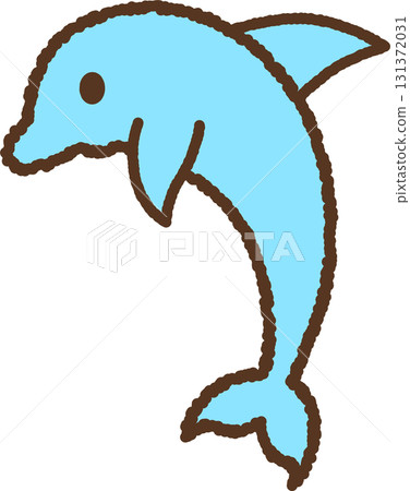Hand-drawn single icon illustration of a creature, dolphin 131372031