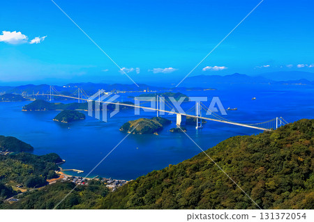 [Ehime Prefecture] Shimanami Kaido (Kurushima Kaikyo Bridge) seen from Kirosan Observatory 131372054