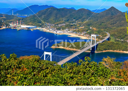 [Ehime Prefecture] Shimanami Kaido (Oshima Ohashi) seen from Kareiyama Observatory Park 131372065