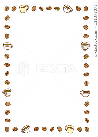Simple frame of coffee beans and cups vertical 131372073