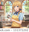 A cafe clerk cooking A cafe clerk cooking 131372202