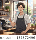 Male clerk working at a cafe Male clerk working at a cafe 131372496