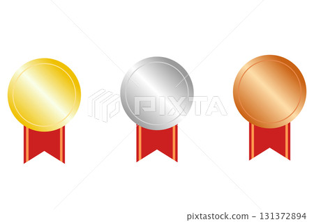 Gold, silver and bronze medal illustration icon set Gold, silver and bronze medal illustration icon set 131372894