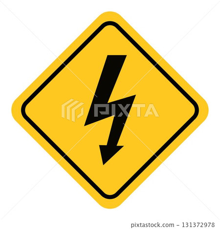 High Voltage Warning Sign Yellow 131372978