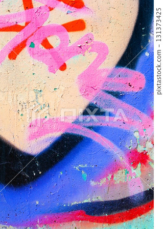 Bold Graffiti Art in Vibrant Pink, Blue, Red for Urban 80s, Street Style 131373425
