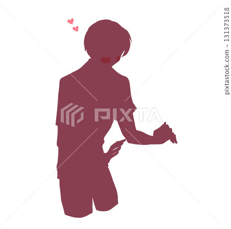 A man embracing something, love, lovey-dovey, silhouette 131373518