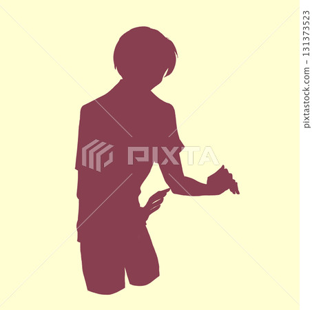 Silhouette of a man embracing something Silhouette of a man embracing something 131373523