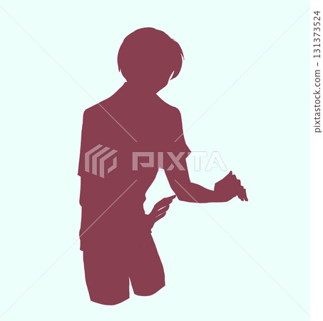 Silhouette of a man embracing something 131373524
