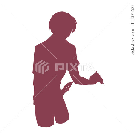 Silhouette of a man embracing something 131373525