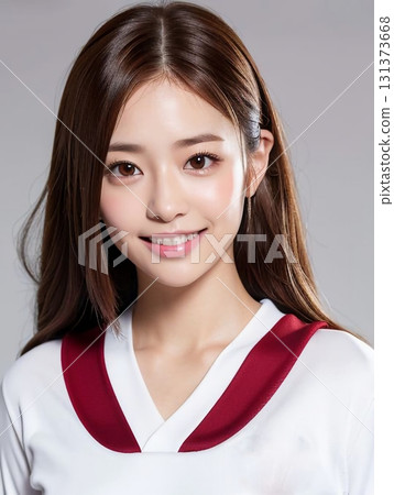 圍裙的年輕女子 131373668