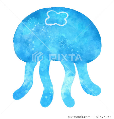可愛的水母插圖水彩 可愛的水母插圖水彩 131373932