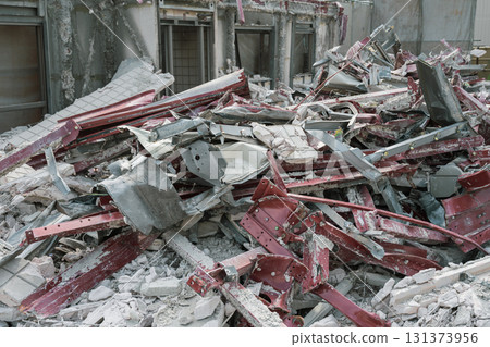 Steel-framed (S-frame) demolition site and waste 131373956