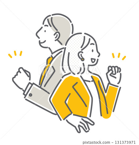 Positive business person - simple and stylish line drawing illustration 131373971